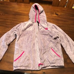 The North Face fleece gray with hot pink trim HOOD